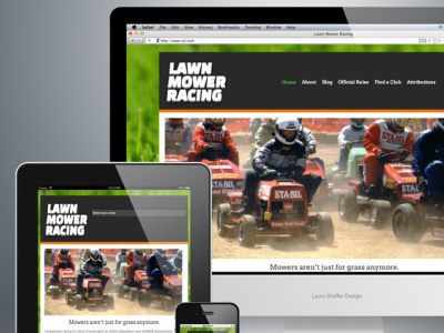 Lawn Mower Racing Site design fun lawn mower racing responsive site ui web website wordpress