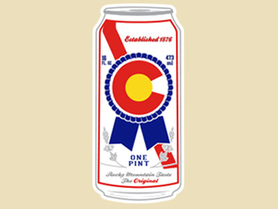Colorado Blue Ribbon beer can classic colorado hipster mashup pabst blue ribbon pbr state usa vector vintage