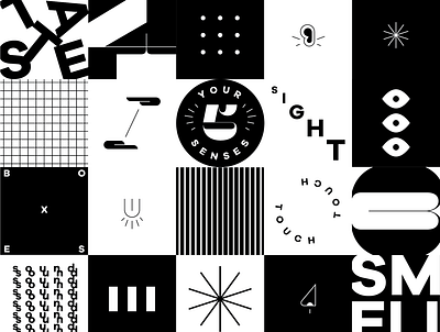 Your 5 Senses adobe illustrator black and white branding design drawing icon iconset illustration layout typography vector