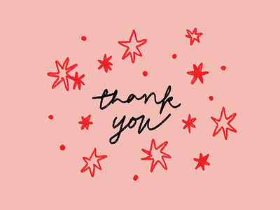 Thank You Note card design drawing illustration procreate stars thank you thank you card typography