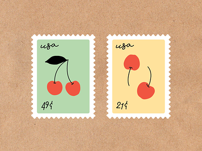 Cherry Stamps adobe illustrator cherries cherry design fruit illustration illustrator stamp