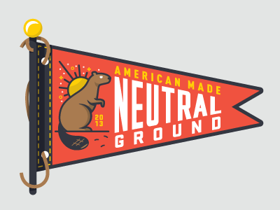 Neutral Ground Banner american badge beaver flag illustration logo
