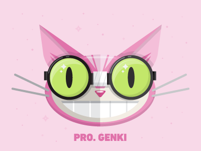 Professor Genki cat glasses illustration mad scientist smile