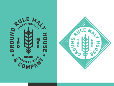 Ground Rule Malt House beer branding illustration logo type