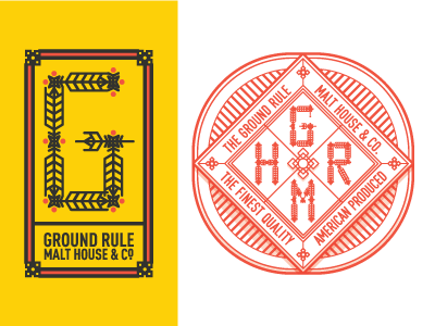 Ground Rule Malt House beer branding illustration logo type