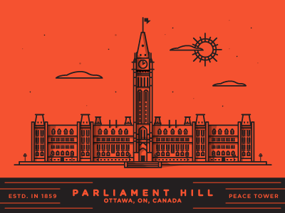 Parliament Hill art building canada illustration line
