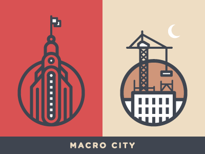 Macro City Mark city crane logo mark moon skysrapper