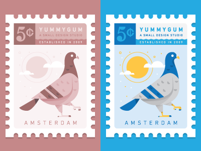 Yummygum Stamp amsterdam badge illustraton mail pigeon poster stamp