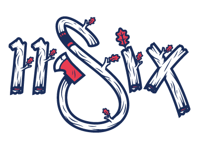 11SIX Final type axe handmade letters script type wood