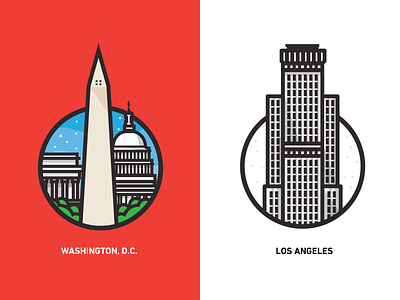 Monuments buildings city icons illustration