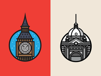 Big Ben & Flinders Station icon illustration mark