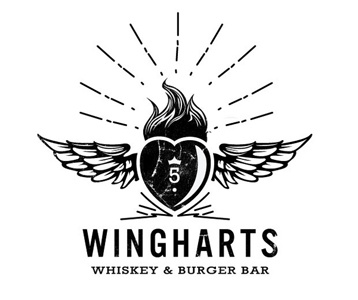 Wingharts bar branding burgers bar flames food grill heart identity texture typography whiskey wings