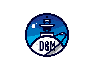 D & M Final axe badge illustration logo mark mountains radar space type
