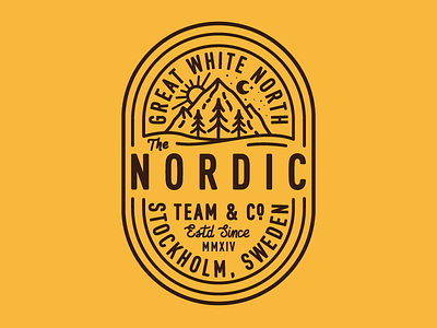 Nordic axe badge illustration mark mountains type winter