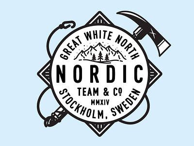 Nordic axe badge illustration mark mountains north type