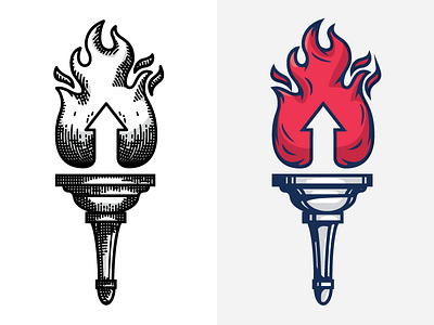 Torch Marks flame handle illustration logo mark torch