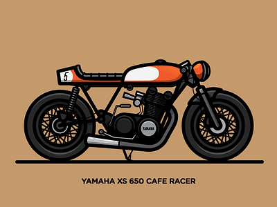 Xs 650 Cafe Racer bike engine illustration motorcycle sports