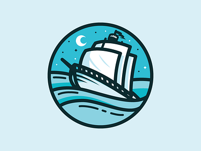Boat boat brand icon logo mark moon nautical ocean sails ship vessel water