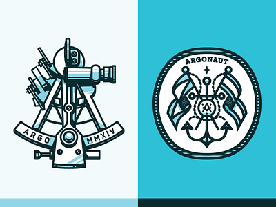 Argonaut anchor brand flag illustration logo mark ocean sailor sea sextant ship