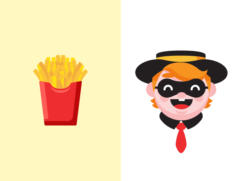 Burger boy and fries emoji illustration robber food fast hamburger fries mcdonals
