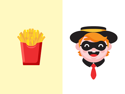 Burger boy and fries emoji fast food fries hamburger illustration mcdonals robber