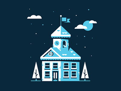 A Night of Design Education at UCF building education illustration night school school house sun