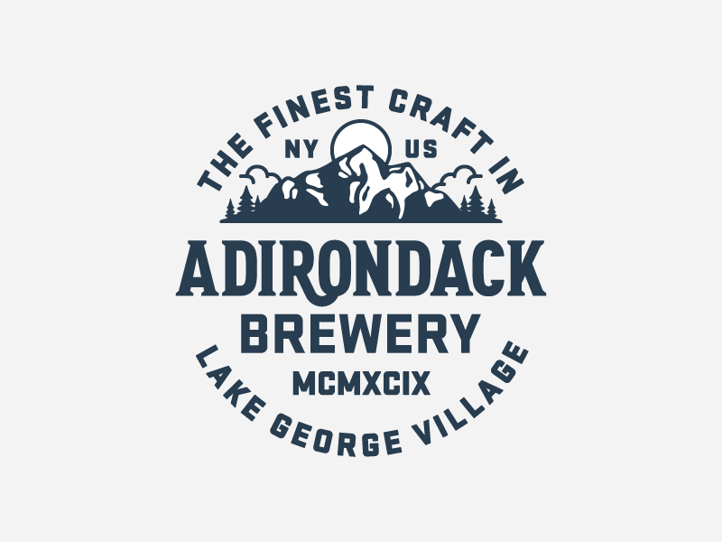 Adirondack Brewery beer new york patch badge bear mark brewery mountains logo hops