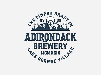 Adirondack Brewery badge bear beer brewery hops logo mark mountains new york patch