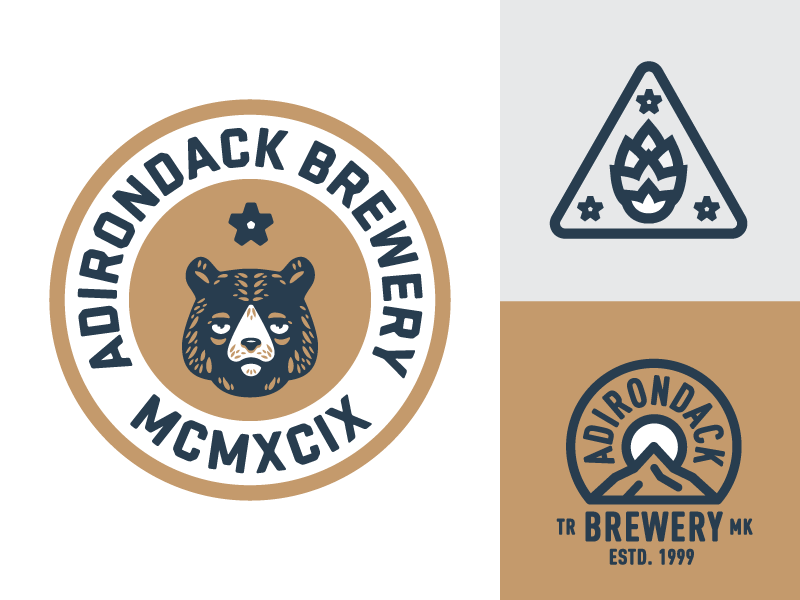 Drunk Bear beer new york patch badge bear mark brewery mountains logo hops