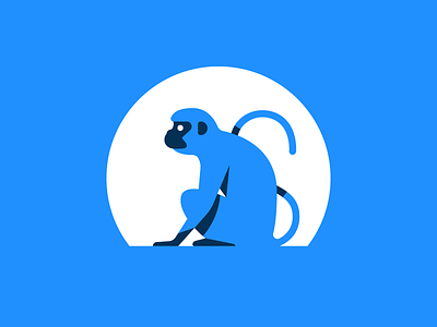 Monkey ape logo mark monkey monochromatic sun