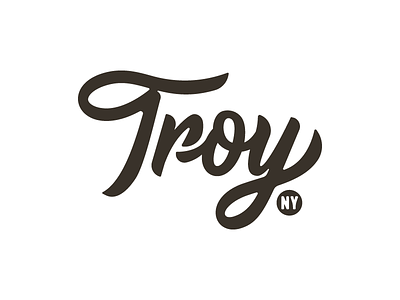 Troy letters logo script town type