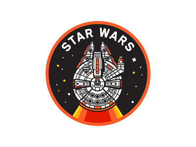 Star Wars badge falcon icon illustration millennium falcon ship space space craft star wars stars