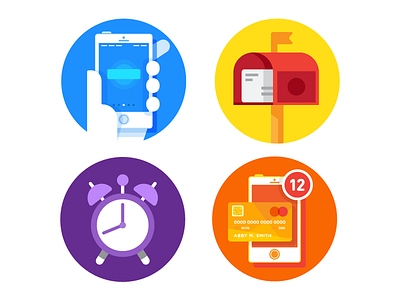 Random Icons alarm app icons illustration mailbox phone