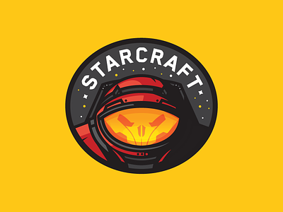 Starcraft badge icon illustration skull space marine space suit starcraft
