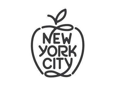 New York City apple big lettering. logo mark new york city nyc type