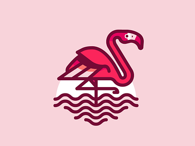Flamingo bird flamingo illustration line logo mark