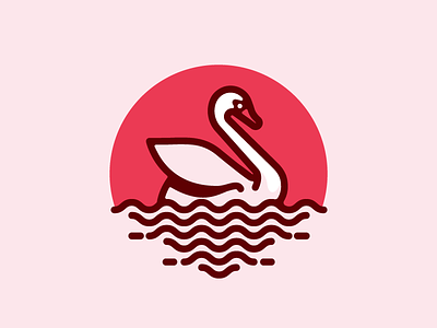 Swan bird illustration line logo mark swan