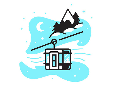 Ski Lift illustration lift mountains snowboard trees