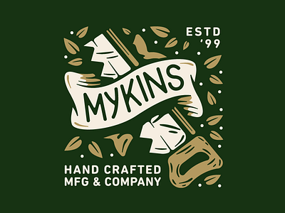 Mykins branding custom letters logo mark type wood