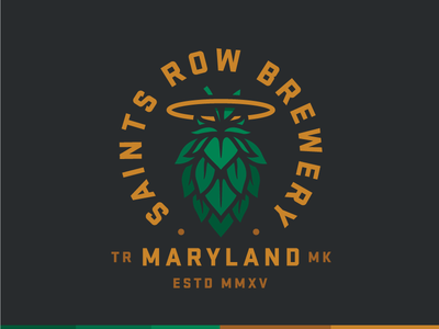 Saints Row Brewery beer branding brewery halo hops logo mark maryland saint type