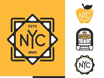 NYC apple branding leaf logo mark metro monogram new york nyc subway type
