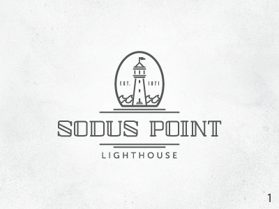 Sodus Point Lighthouse Logo birds branding custom font font house identity letters light lighthouse lines logo type treatment typeface waves
