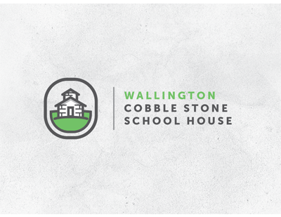 Wallington Cobble Stone School House Concept 1 branding brink cobbel stone custom type font grass house logo school stone type