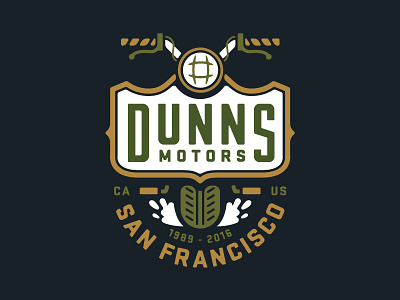Dunns Motors badges branding lettering logo motorcycles