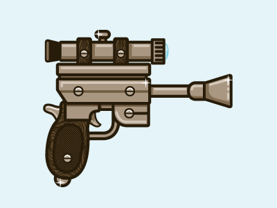 Weapon Tribute To Rogie & Tim bullet grain gun illustration pistol star stock trigger wars weapon wood