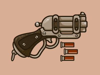 Weapon bang brown gun illustration monochromatic old pistol sketch smoke wood grain