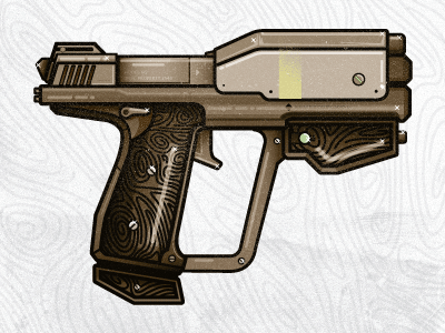 Weapon 12 bang brown gun halo illustration monochromatic old pistol sketch smoke wood grain