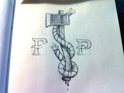 FP Sketch ax custom letters letters rope sketch wood