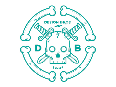 Design Bros tribute. badge tee. bones custom logo skull swords type