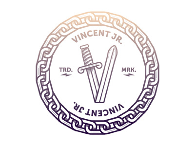 Final V mark chain gradient letters lightning bolts logo mark sword type v